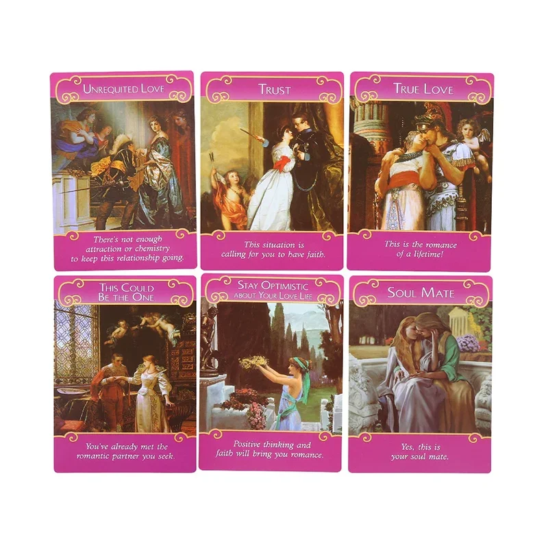 Versi bahasa Inggris Romance Angels Tarot Oracle Cards Deck 44 kartu emas panas Romance Angel Oracle kartu oleh Doreen kebaikan langka