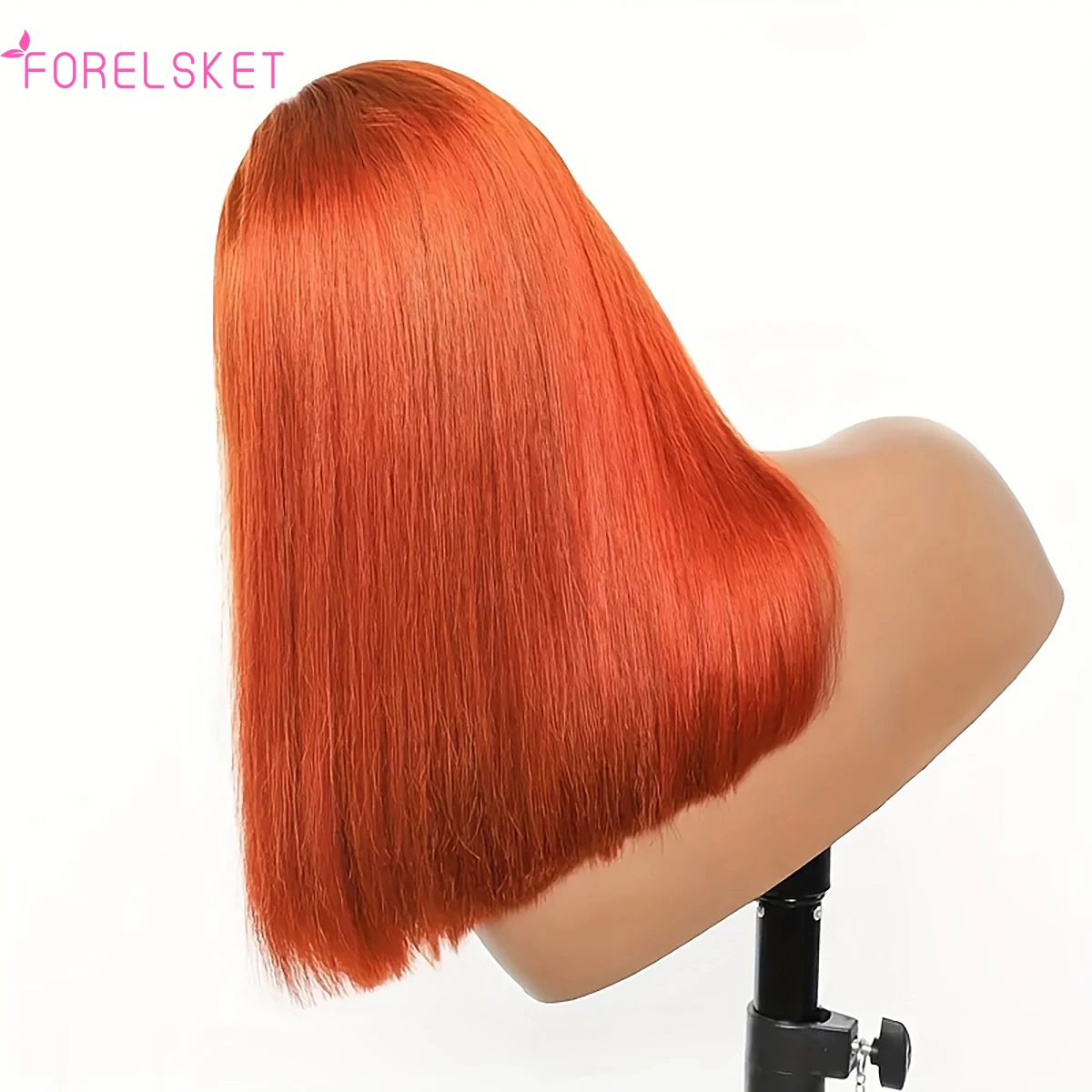 Em linha reta Bob perucas de cabelo humano, HD peruca dianteira do laço transparente, pré arrancadas, gengibre cor laranja, 13x4, #350