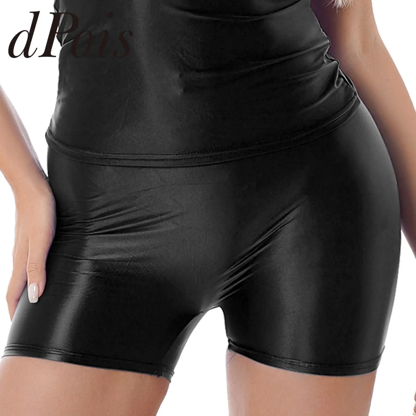 

Women's Swimwear Beach Swim Trunks Female Glossy Shorts Mid Waist Boxer Shorts for Woman Gym Fitness Yoga Short Pants Swimsuit