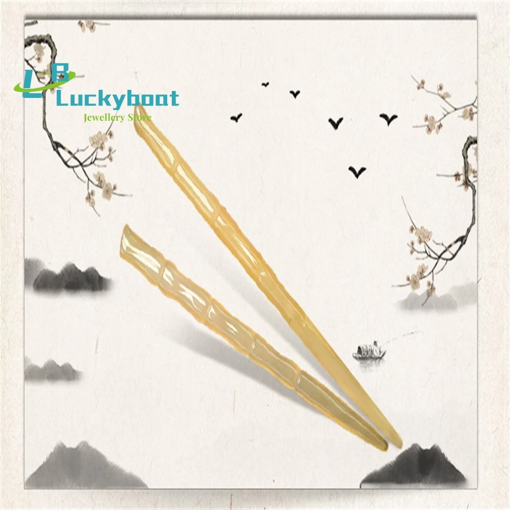 Natural Horns Ancient Style Long Plus Hairpin  Bamboo Section Daily  Simple Retro