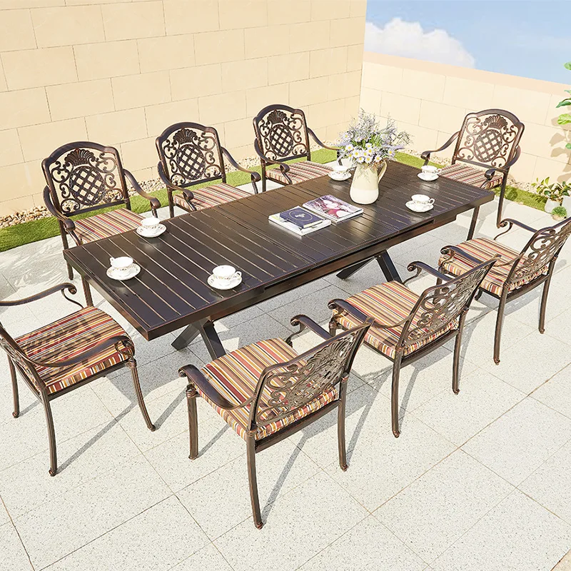 Muebles de aluminio fundido, silla de ocio cuadrada con punto escénico de calle comercial transfronterizo, silla de espera, tienda de té de la leche