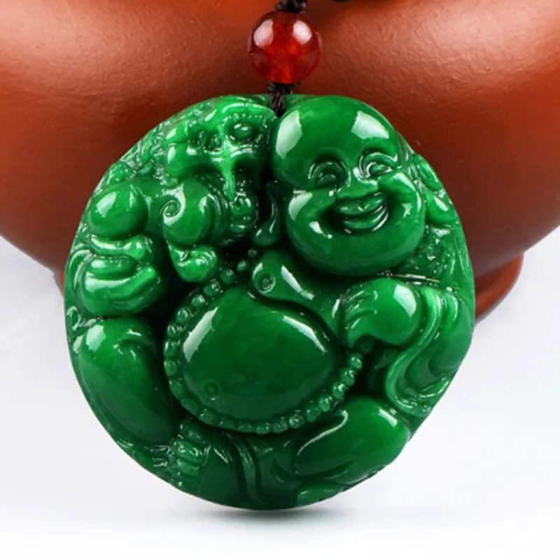 

Jade Dry Green Iron Dragon Life Jade Buddha Pendant Green Jade Maitreya Buddha Pendant