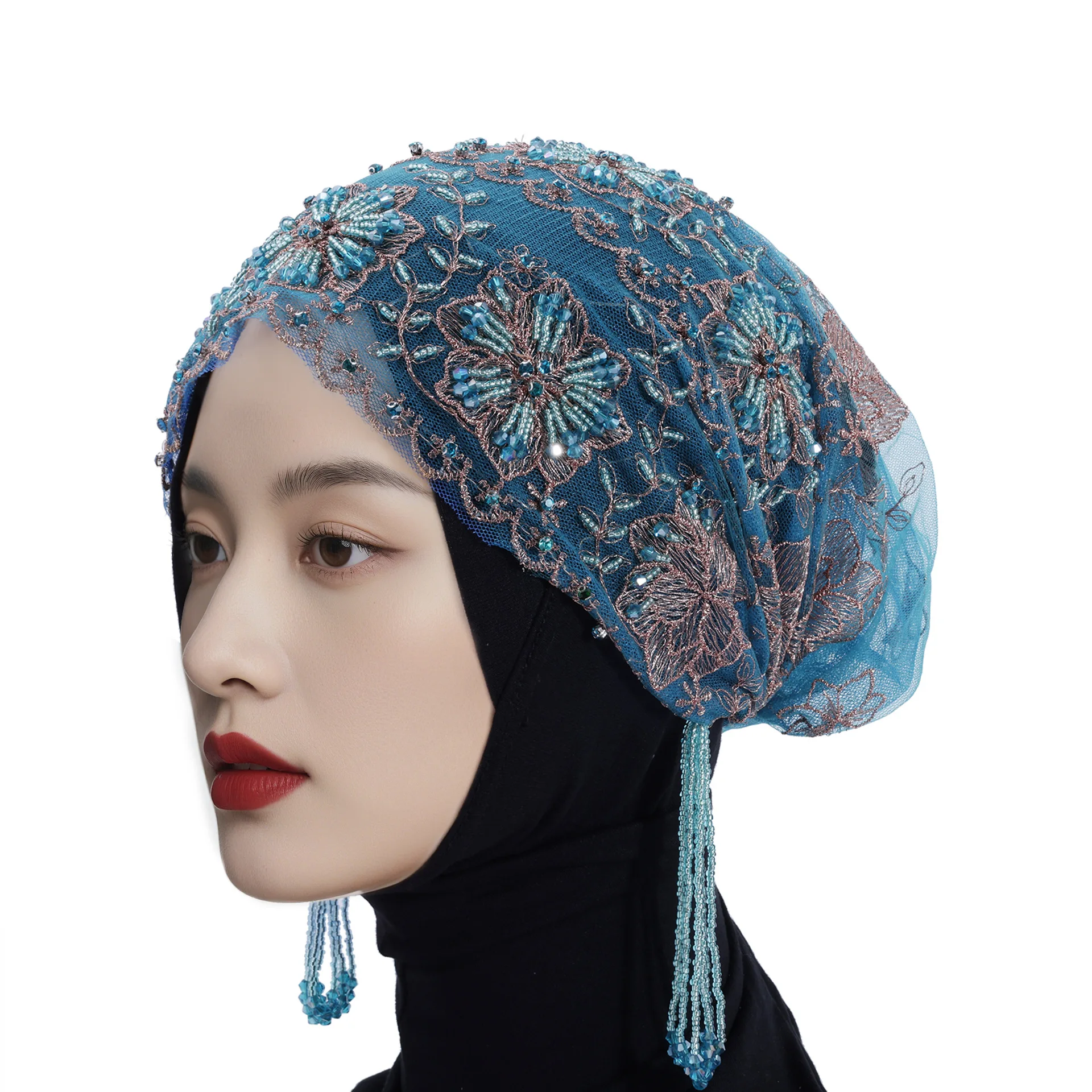 

Мусульманские головные уборы: хиджабы для женщин, двухслойные мягкие платки, вышитые шапки для дома, Рамадана, работы на улице, синие, розовые, этнические головные уборы 2026