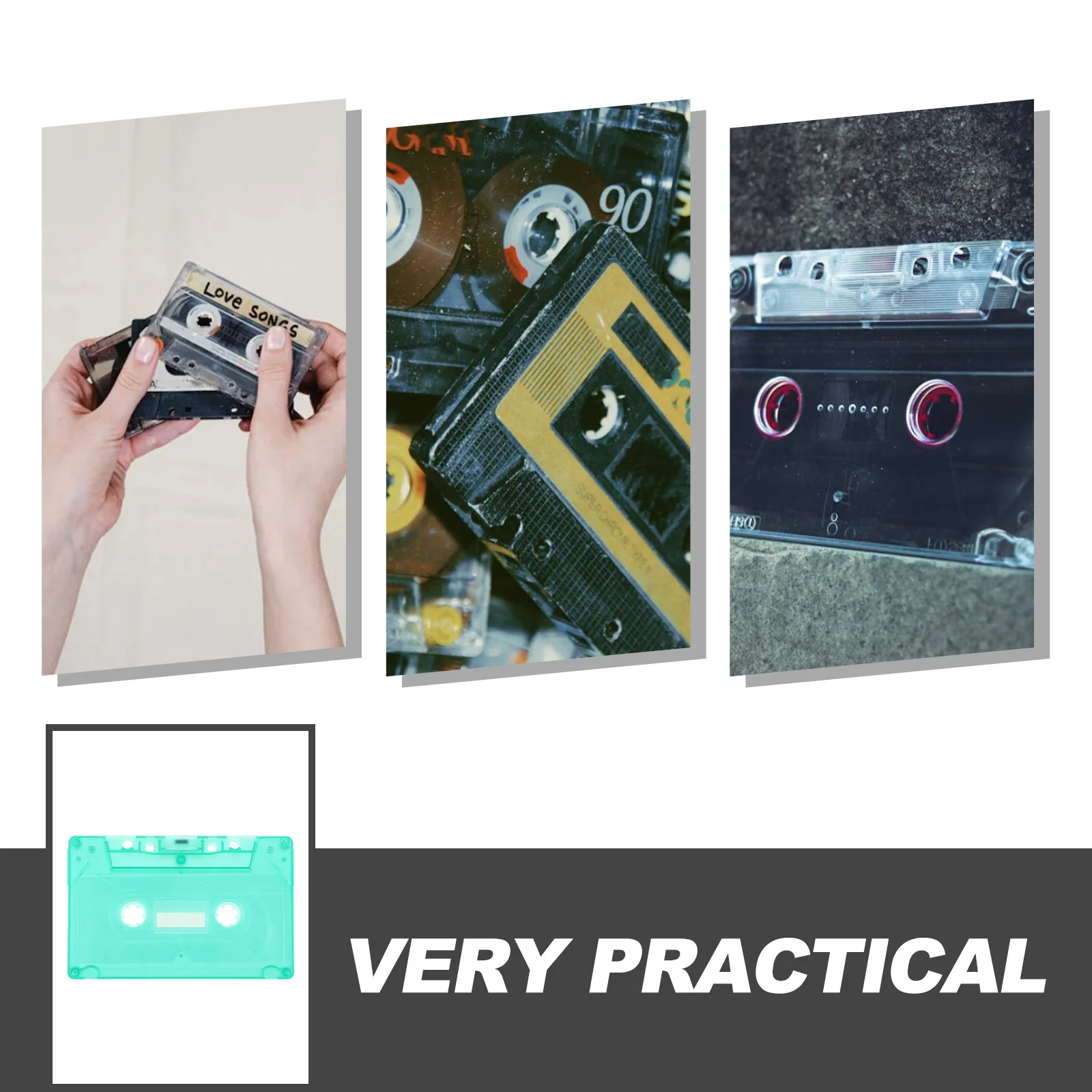 

2Pcs Blank Cassette Tape Decorative Vintage Style DIY Handcraft Supply Cassette Tape for Home Office Study Decoration