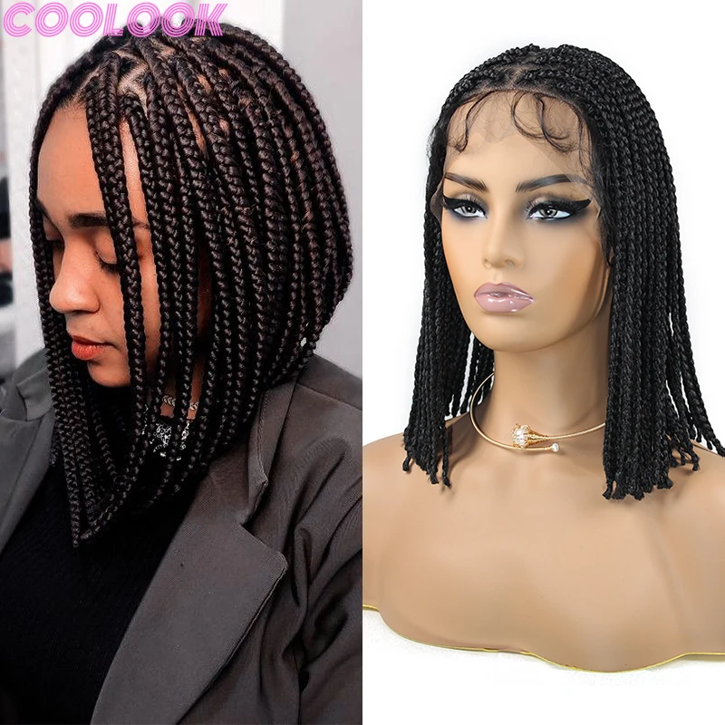 

Box Braided Full Lace Wigs for African Women 10'' Silky Cornrow Crochet Braids Wigs Synthetic Dreadlock Lace Frontal Braid Wigs