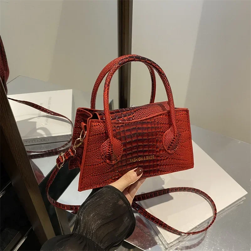 Crocodile pattern handbag high texture fashion versatile shoulder messenger bag daily commuter women's bag