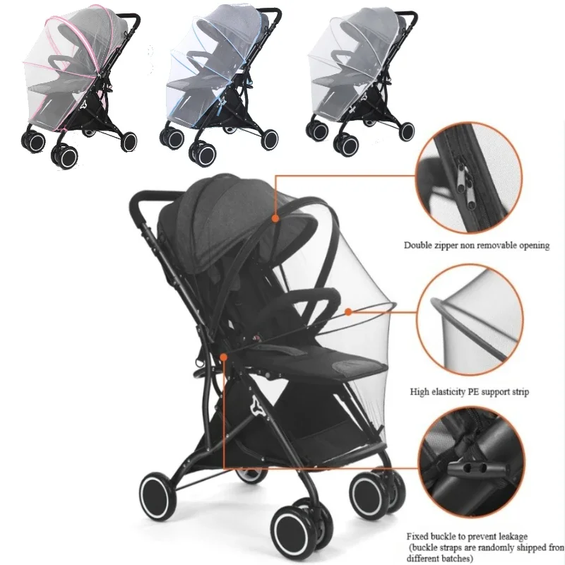 Baby Stroller Mosquito Net Full Cover Universal Summer Mesh Zipper Mosquito Insect Prevention Protection Pram Accessories