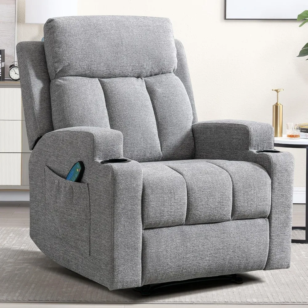 Manually Operated Massage and Heated Recliner, Comfortable Recliner Sofa, Customizable