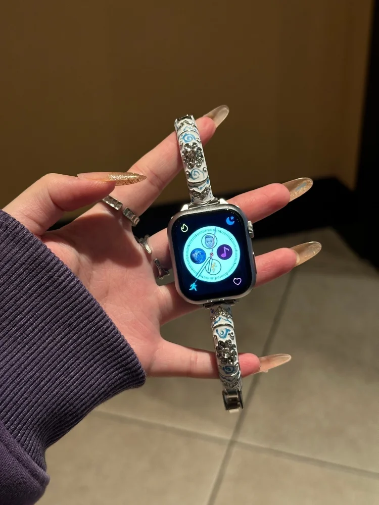 

Простой и роскошный ремешок для часов, совместимый с ремешками iWatch 38 мм, 40 мм, 41 мм, 42 мм, 44 мм, 45 мм, 49 мм, модный ремешок ручной работы.