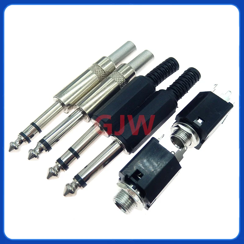 5PCS 6.3MM Mono/Stereo AUDIO jack plug male connector Welding line HeadPhone stereo 1/4