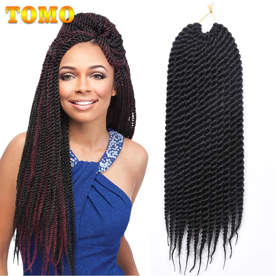 TOMO Senegalese Twist Crochet Braids 12 18 นิ้ว 12 ราก Ombre Jumbo Twist สังเคราะห์ Braiding Hair Extensions สําหรับผู้หญิงสีดํา