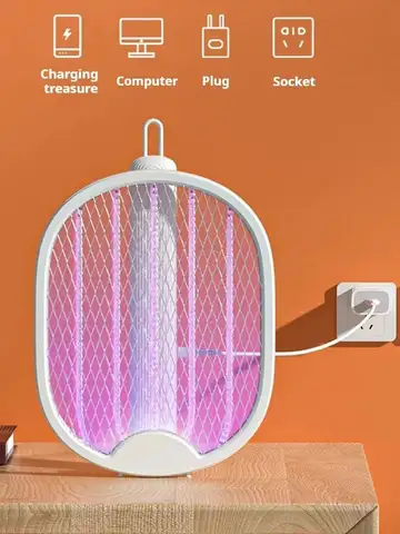 Foldable Electric Mosquito Killer 3000V USB Rechargeable Fly Trap Mosquito Swatter Racket Insect Killer With UV Light Bug Zapper