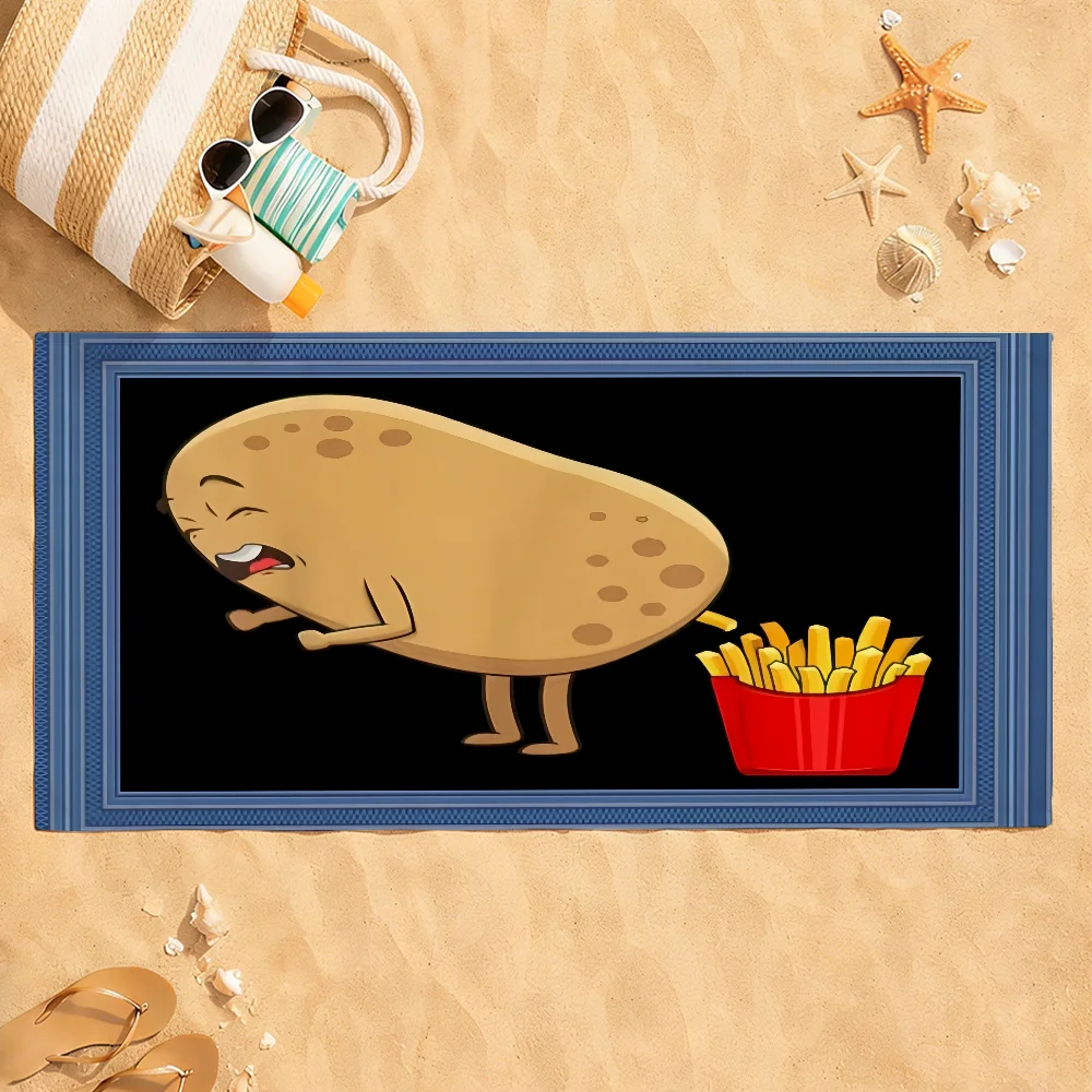 Potato Poo Fries Chips Towel Quick Dry Absorbent Beach Towel for Sports, Fitness, Swimming and Outdoor Activities