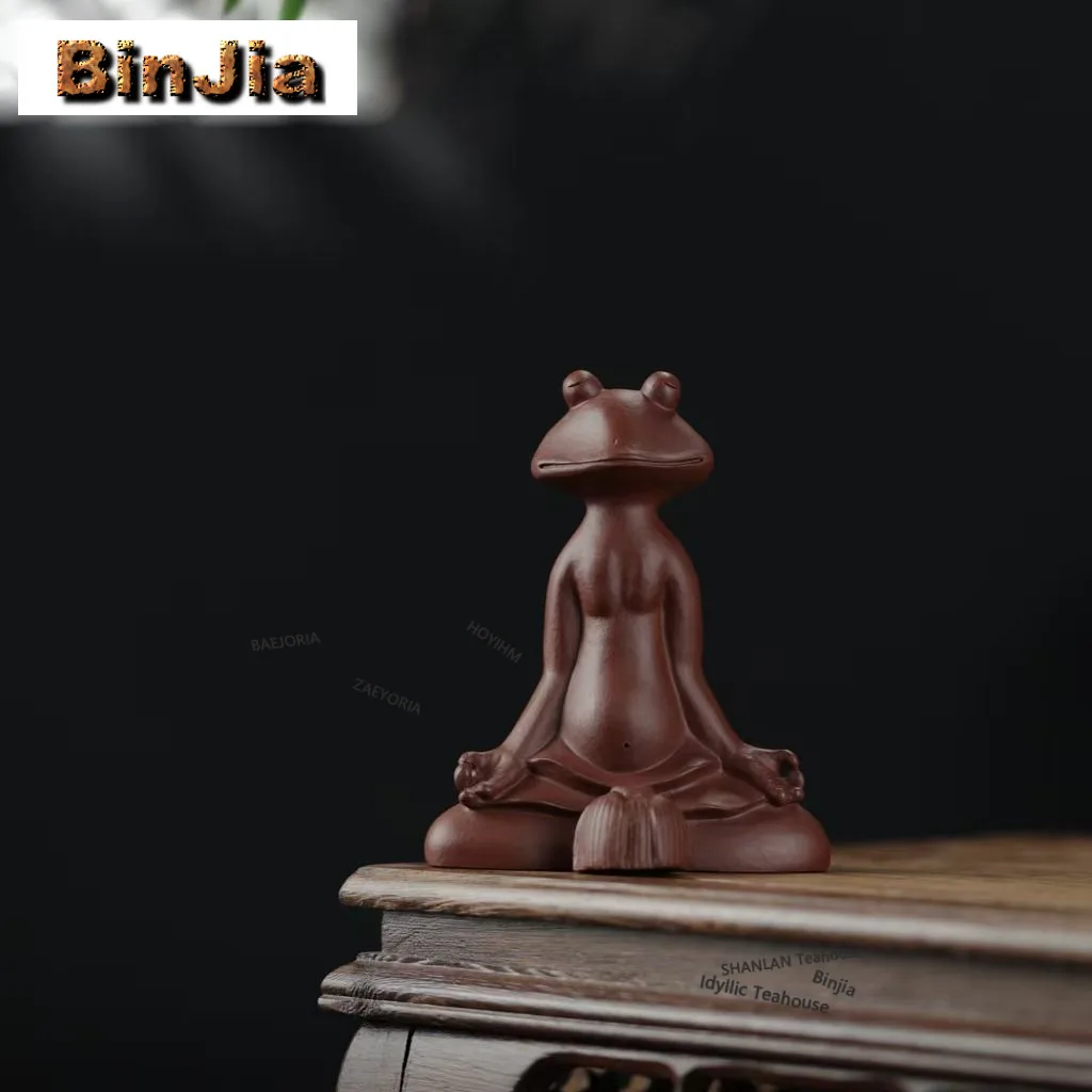 Yixing Zisha Frog Master Tea Pet Vintage Exquisite Miniatures Tea Figurine Play Toys Tea Statue Ornaments Craftsmanship supplies