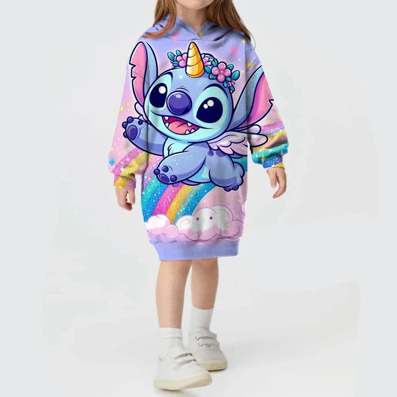 

Autumn and winter Disney Stitch sweater hooded dress 2024 hot selling Stitch pattern simple cute fashion hoodie