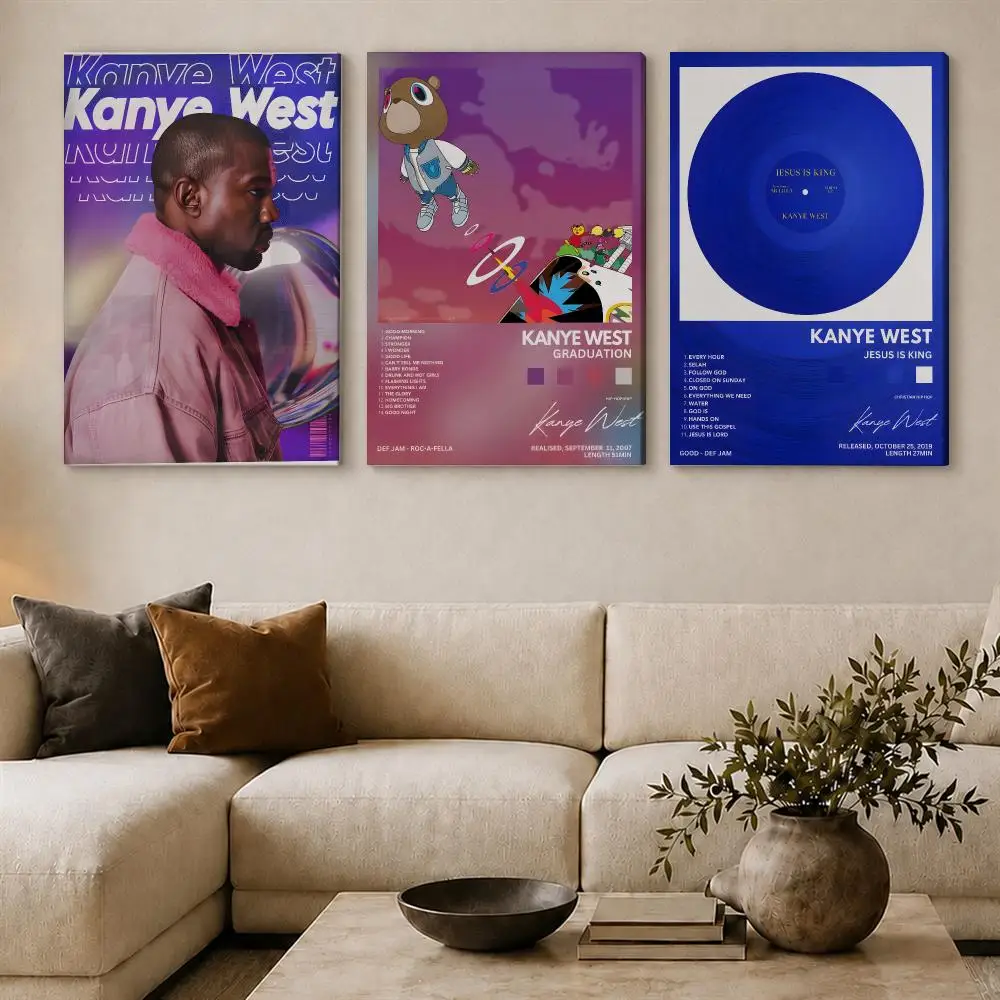 Rapper Singer K-Kanye West Poster Framed Canvas Wall Art Gallery Wrapped Ready To Hang Living Room Bedroom Home Decor