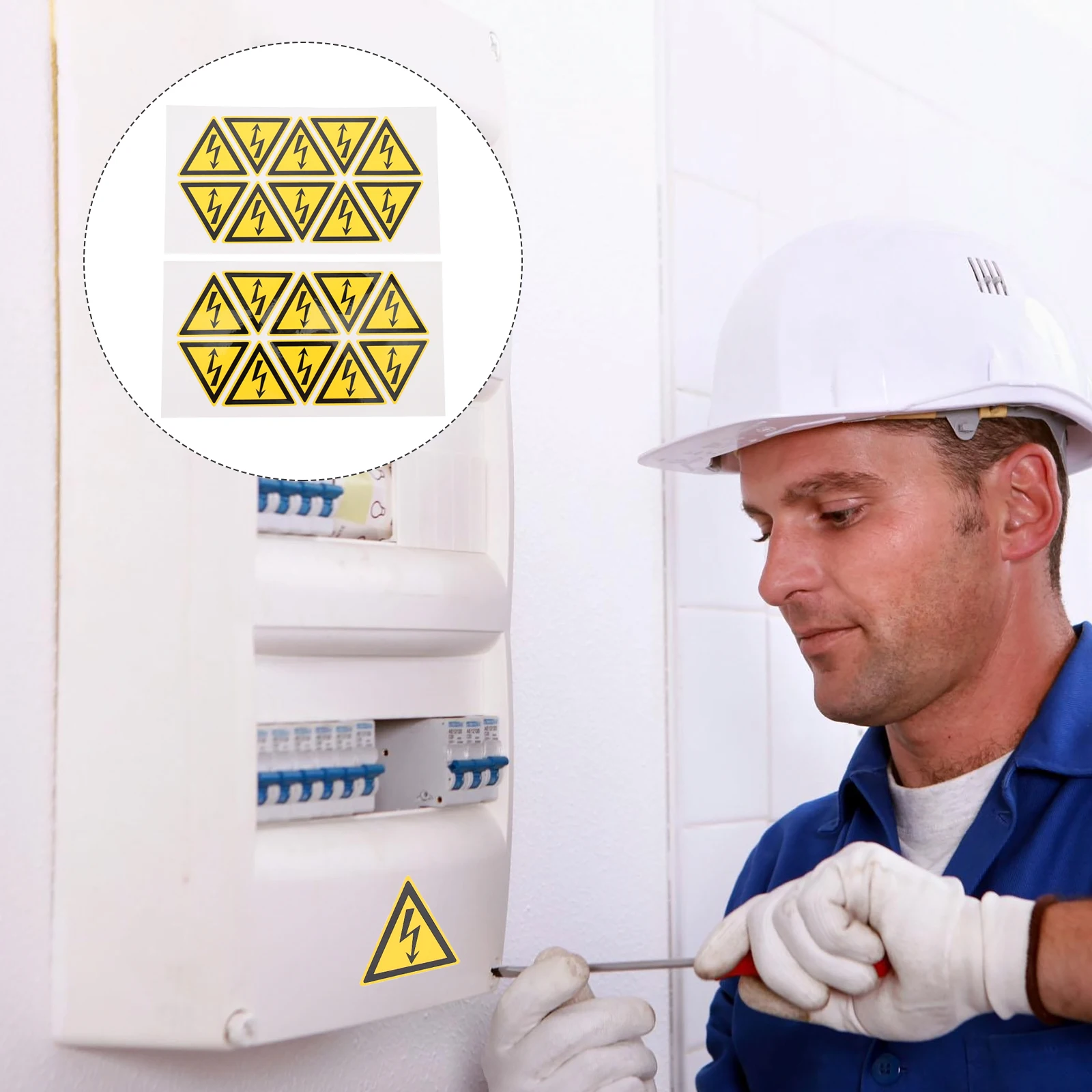 20 Pcs Electric Shock Warning Sticker Adhesive Decals Safety Operation Signs Caution Labels PP Waterproof Traffic Safety