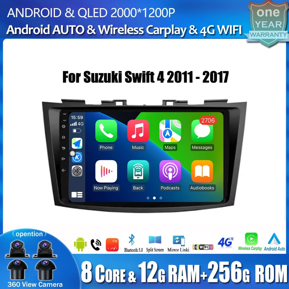 

Touch Screen 9" Android 14 Car Radio Multimedia Video Player For Suzuki Swift 4 2011 - 2017 WIFI Navigation GPS Bluetooth Tools