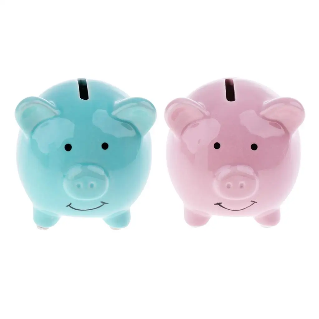 Child Piggy Bank Ceramic Money Box for Kids Coin Savings Safe Nursery Mini Bank for Boys or Girls
