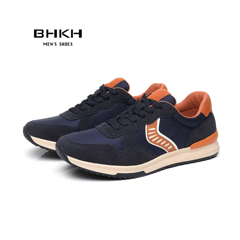 

BHKH Male Sneakers American Retro Style Splicing Leather Trainers Casual Shoes For Men Walking Sport Original Men's Sneakers