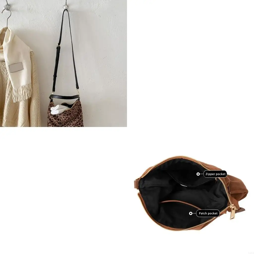 

Women Leopard Crossbody Bag Korean Styles Shoulder Bag Simple Work Bag Casual Bag for Travel Daily Use