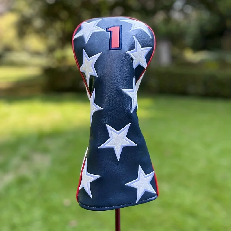 Five-pointed Star Golf Club Head Cover, PU Leather Waterproof And Wear-resistant Club Cover, For Hybrid, Driver, Fairway