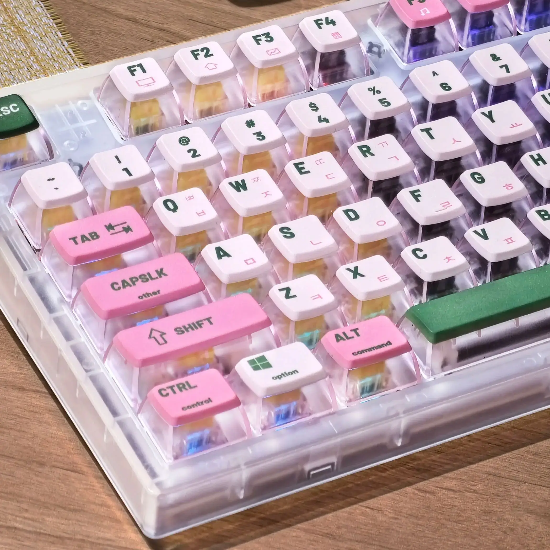 

Pink Korean Keycap Pudding Translucent Keycap 116 Keys ASA PBT PC Small Fresh Color 87/96/104 Mechanical Keyboard Spring Keycaps