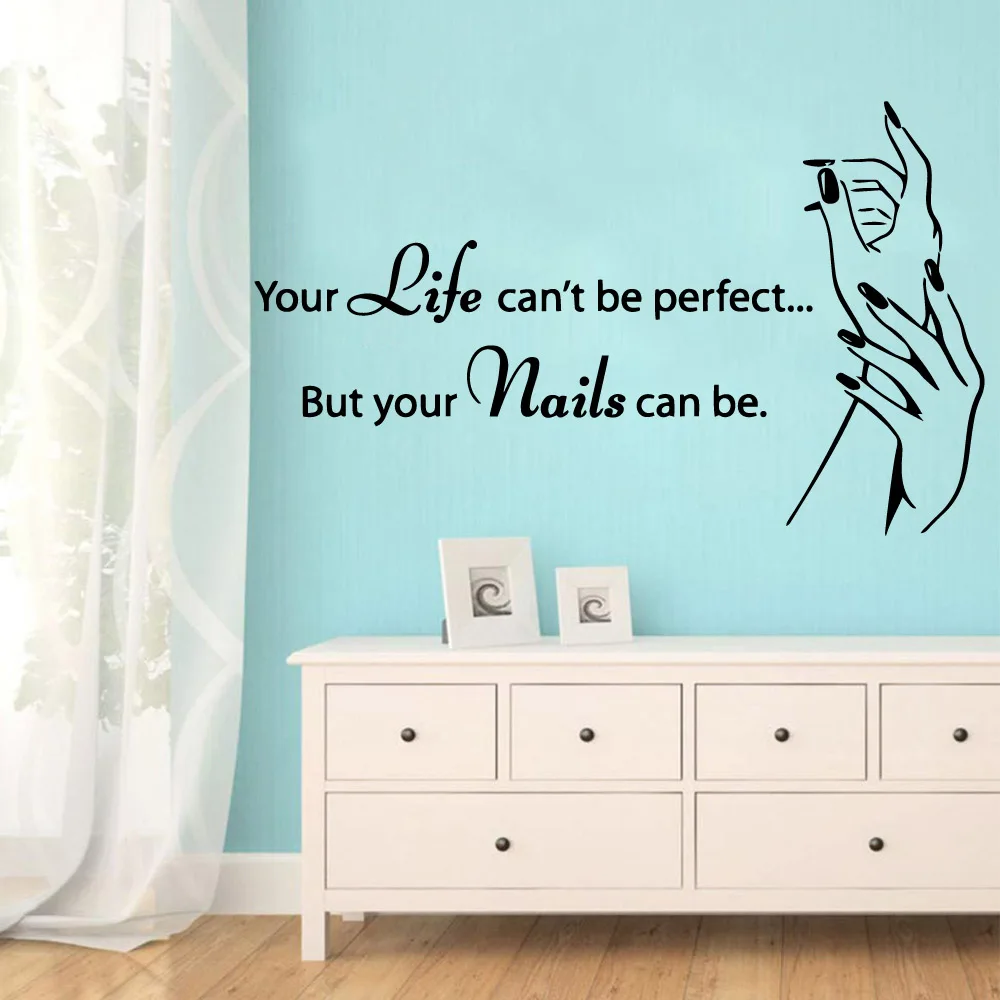 Beauty Nail Salon Quotes Sentences Removable Waterproof Wall Stickers For Commercial District Indoor Decoration Accessories