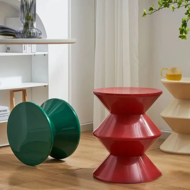 Realife Nordic Home Living Room Shoe Changing Designer Low Stool Round Stool Small House Stool Creative Plastic Hourglass