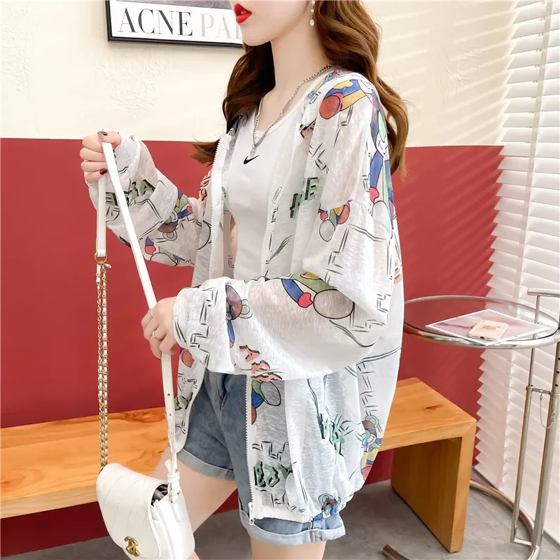 Women\'s Trench Coat Jacket Hooded Sun Protection Clothing Summer Loose Large Size Anti-UV Breathable Thin Outdoor Sportswear New