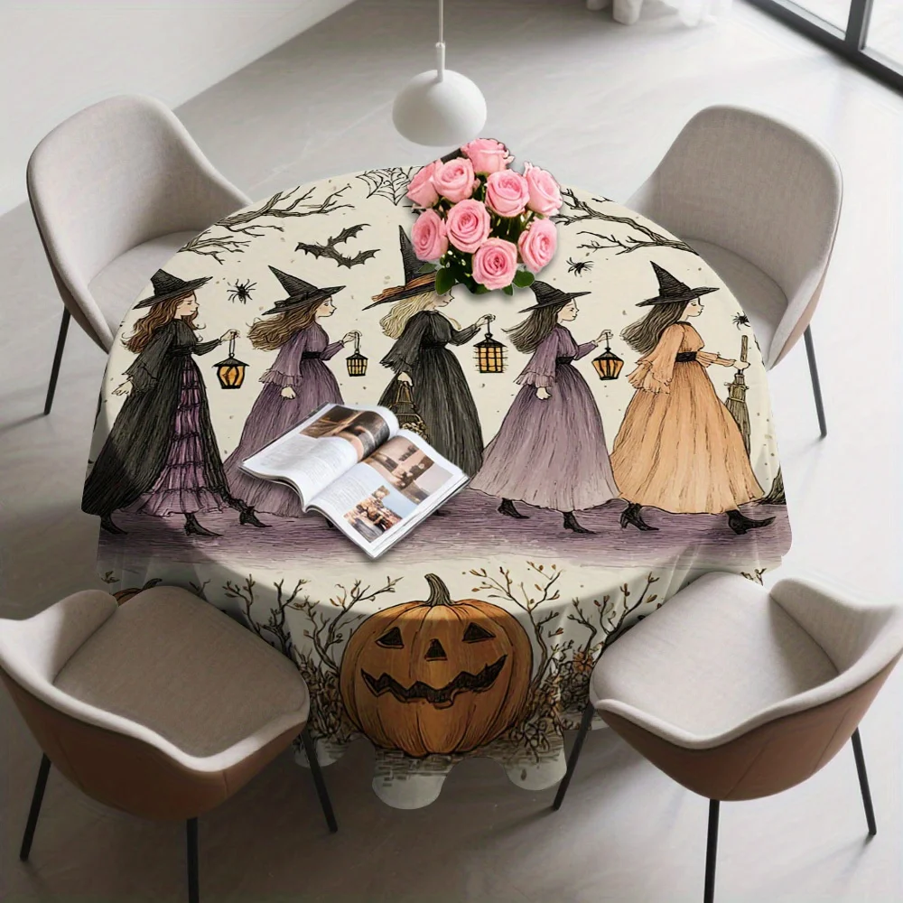 Halloween Witch Parade Large Round Tablecloth 1 piece - Available in 60/70 inch sizeszyc
