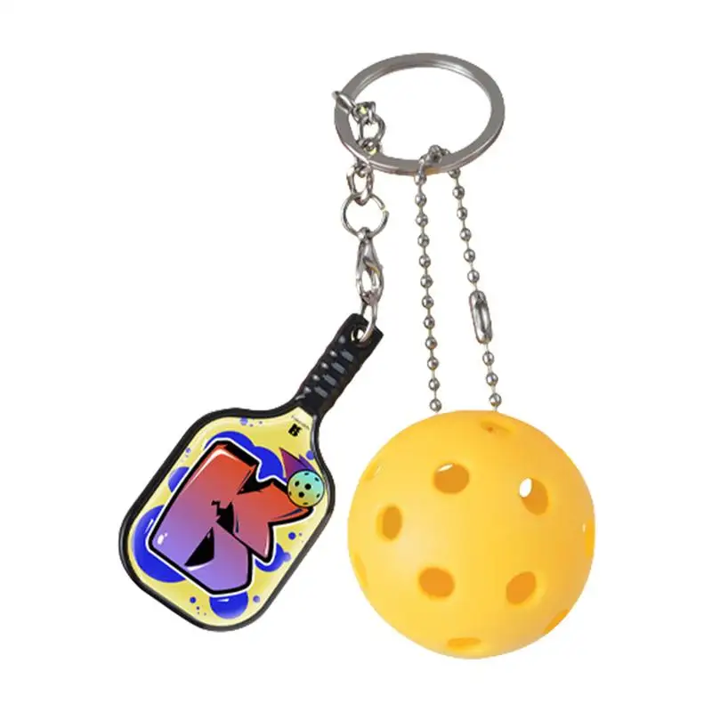 Pickle Ball Keychain Ornament Collectible Pickle Ball Rackets Keyring Bag Pendant Compact Keychain Pouch Charm For Father