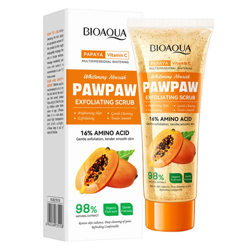 

BIOAOUA Papaya Exfoliating Body Scrub, Helps Moisturize The Skin, Cleans The Pores, Dead Skin Horny, Whitens