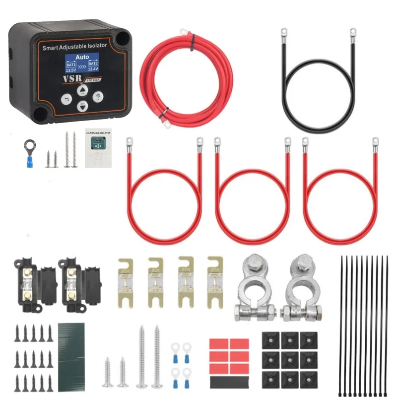 Split Charge Relay Kit 12V Automatic Dual Battery Isolator Kit With 140AMP Voltage Sense Relay VSR For RV Marine Car Truck ATV