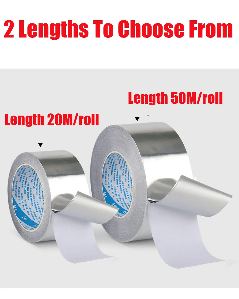 20M 50M High temperature resistant aluminum foil thickened waterproof and fireproof adhesive tape thickness: 0.06 0.08 0.1 0.2mm