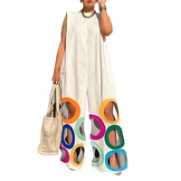 Yeezzi Women Fashion Rainbow Hollow Wide Leg Jumpsuits 2026 New Summer Sleeveless Loose Urban Office Overalls With Shoulder Pad - Image 5