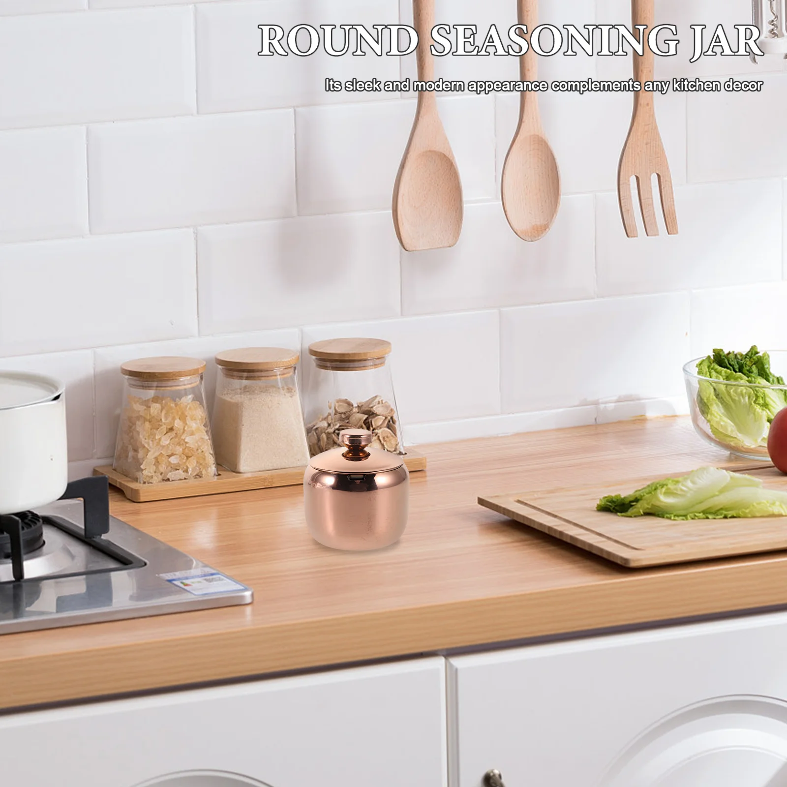 

Stainless Steel Round Seasoning Jar Empty Metal Condiment Containers Airtight Kitchen Spice Storage Jars for Salt Pepper
