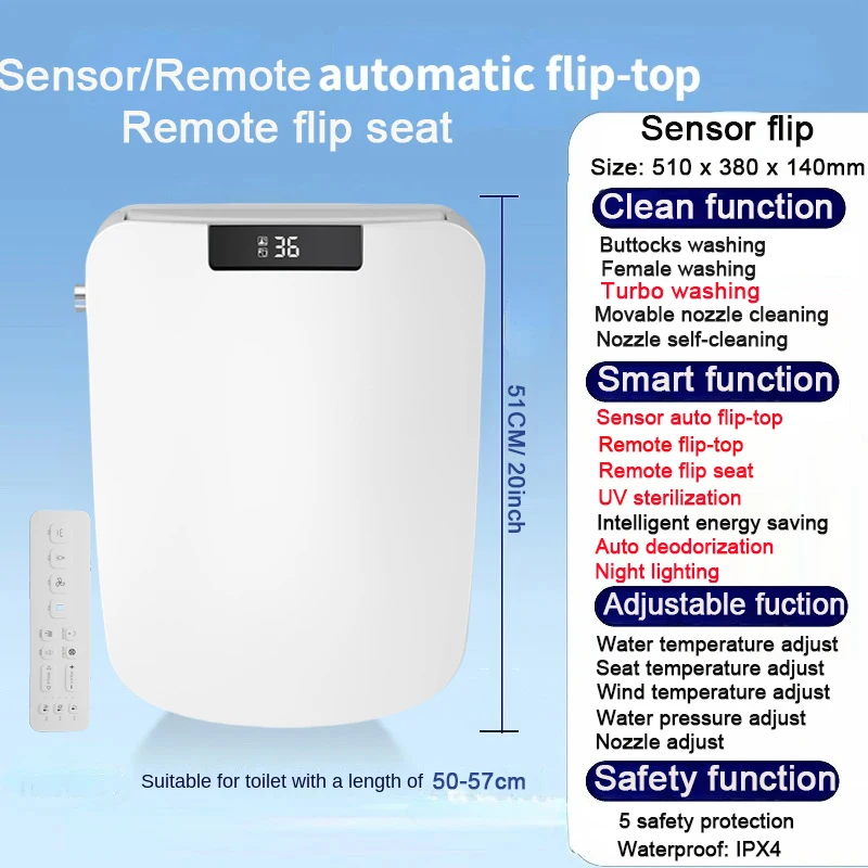 

Sq Smart Auto Flip Lid Bidet WC Japanese Toilet Seat Smart Electric Bidet Bril Cuvette Japonaise WC Tapa Abattant WC Japonais