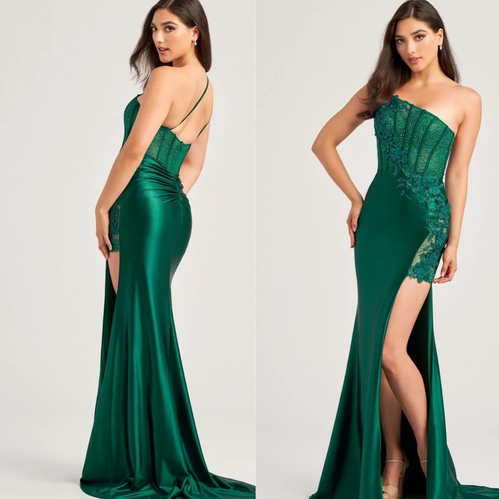 Customized Jiayigong Sparkle Exquisite  Mesprit Simple Fashion Strapless Mermaid Evening es Open Back Paillette Floor Length Cus