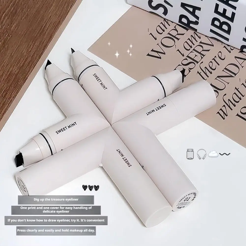 Quick Wing Eyeliner Stempel Pen 2-in-1 Geïntegreerde Nauwkeurige Omtrek Signet Langdurige Veegvaste Oogmake-up Cosmetica