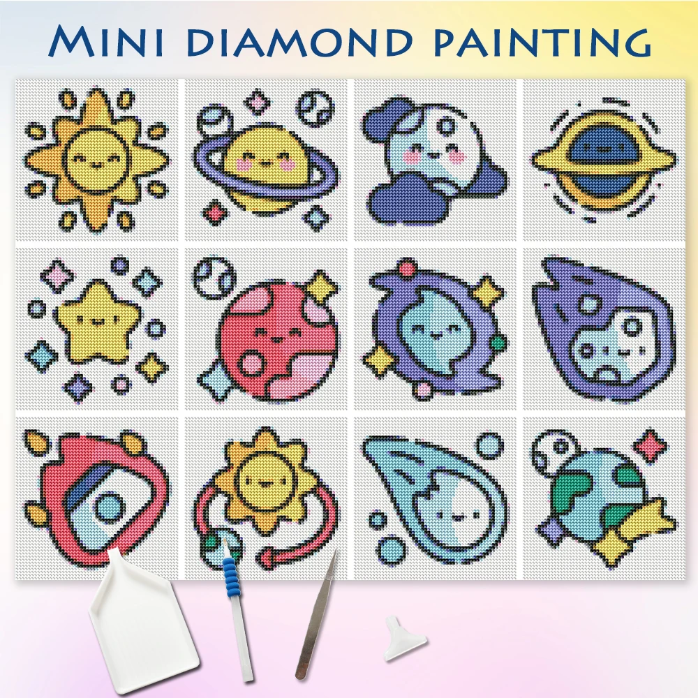 

Evershine 12 шт. мини-алмазная мозаика Солнце Звезда Пейзаж DIY Полная круглая планета Алмазная картина Вселенная Акриловые принадлежности для рукоделия