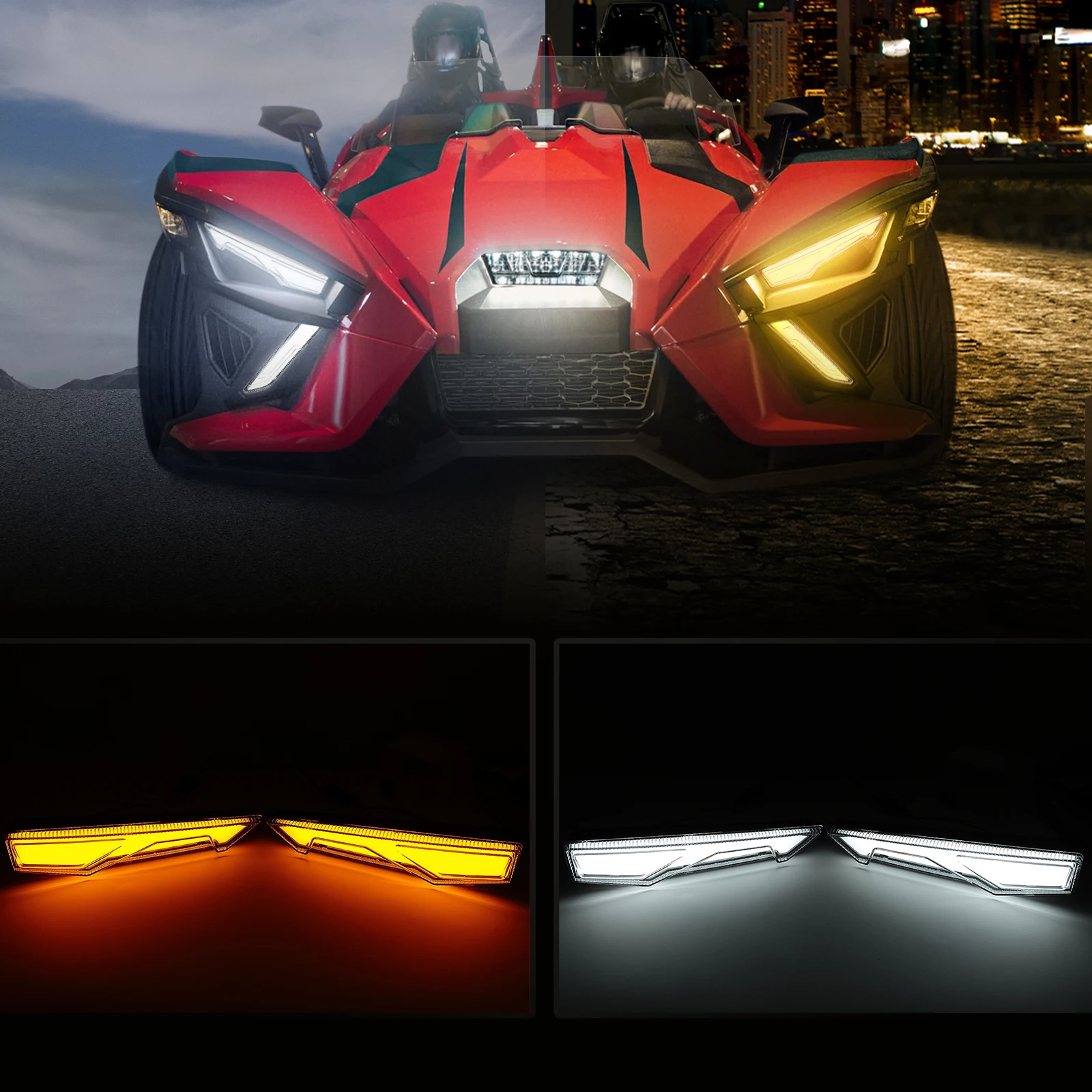 

Upper Accent Light Daytime Running Lamp Turn Signal Lights Compatible with Polaris Slingshot S/SL/SLR/GT 2021-2023 Waterproof