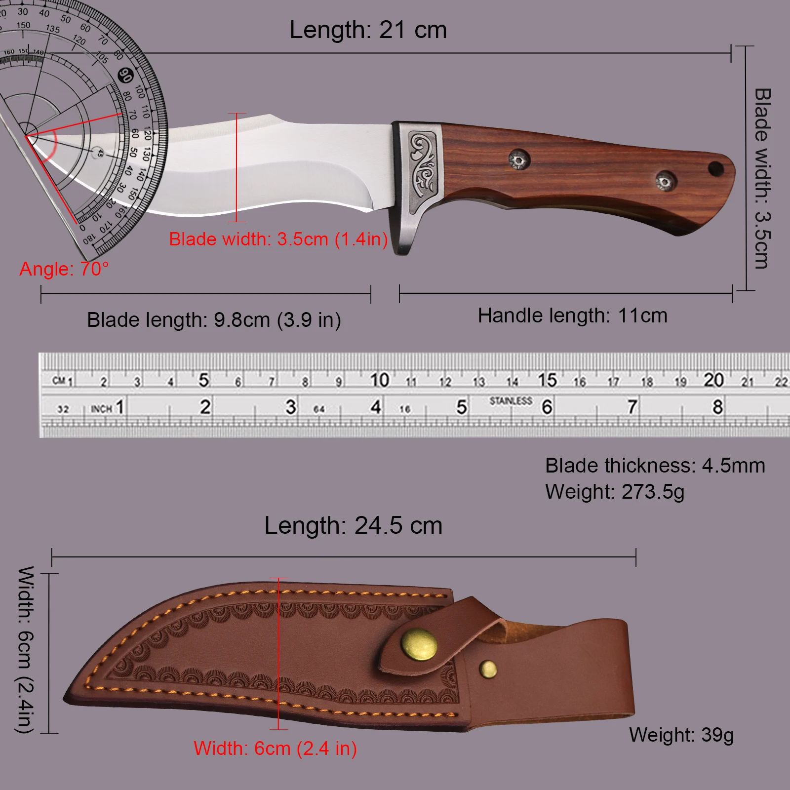 Outdoor hunting knife high hardness small straight knife wilderness survival defensive knife camping handle meat