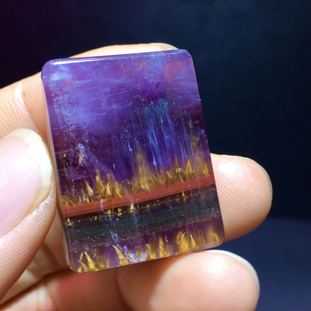 Natural Purple Cacoxenite Auralite 23 Pendant 28.8/22.1/11mm Women Men Red Purple Rutilated Beads Jewelry AAAAA