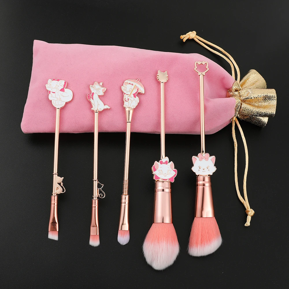 5pcs The AristoCats Modeling Makeup Brush Set Anime Mary Cat Eyeshadow Makeup Brushes Beauty Girls Professional Eyeliner Tools