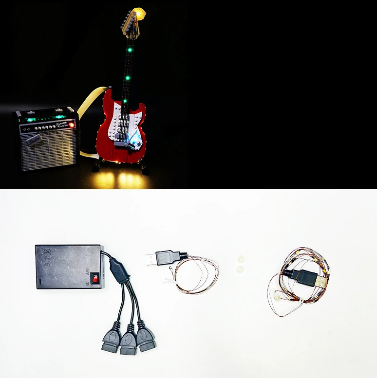 Not Included Building Blocks LED Light Kit For Fender Stratocaster 21329 DIY Toys Gift Only Lighting Set