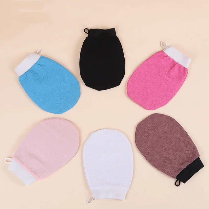 1 шт. двусторонние перчатки для ванны, скраб для чистки тела, отшелушивающее полотенце для душа, скруббер для спины, средство для удаления омертвевшей кожи, массажные инструменты для купания