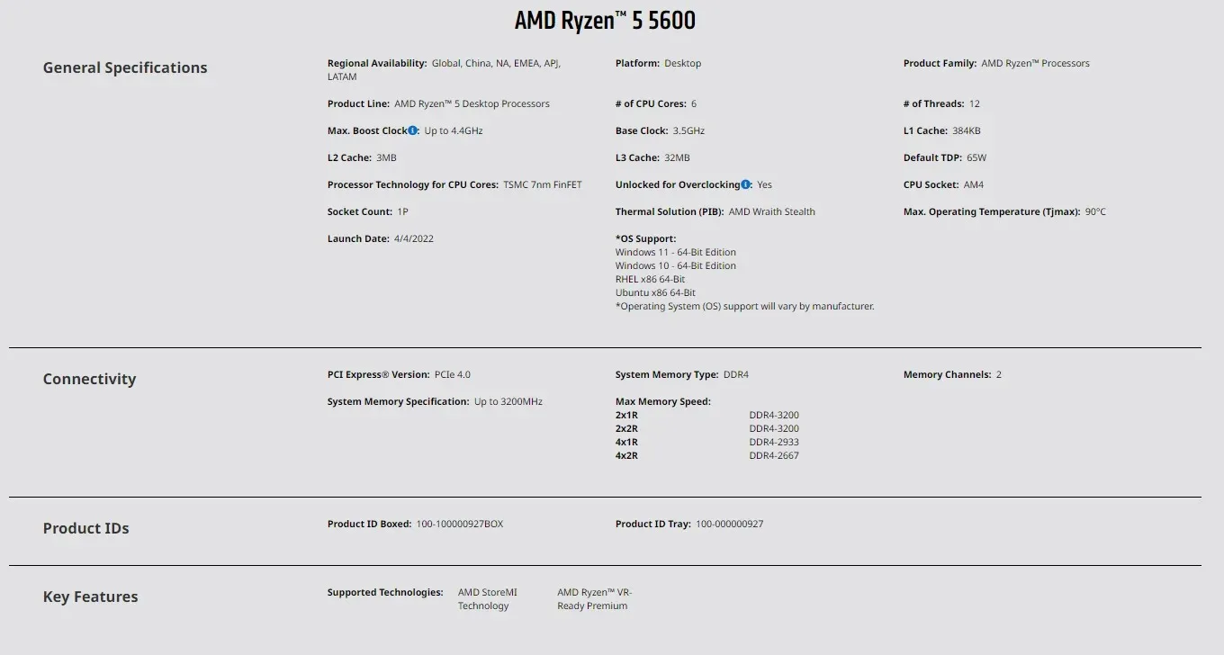 معالج AMD Ryzen5 5600 3.5 جيجا هرتز 6 كور 12 خيط 65 وات معالج وحدة المعالجة المركزية 7NM L3=32M مقبس AMD AM4 معالج الألعاب #2