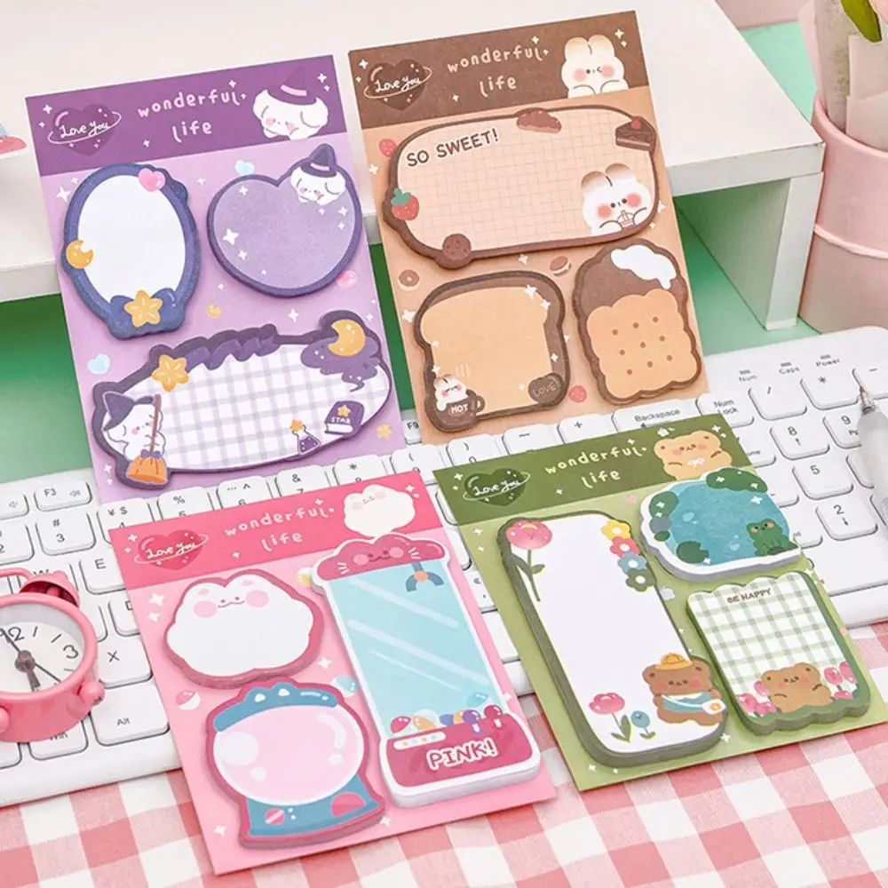 Kawaii Cartoon Rabbit Sticky Notes, Urso Urso, Material Escolar, Para Lista, Presente Dos Miúdos