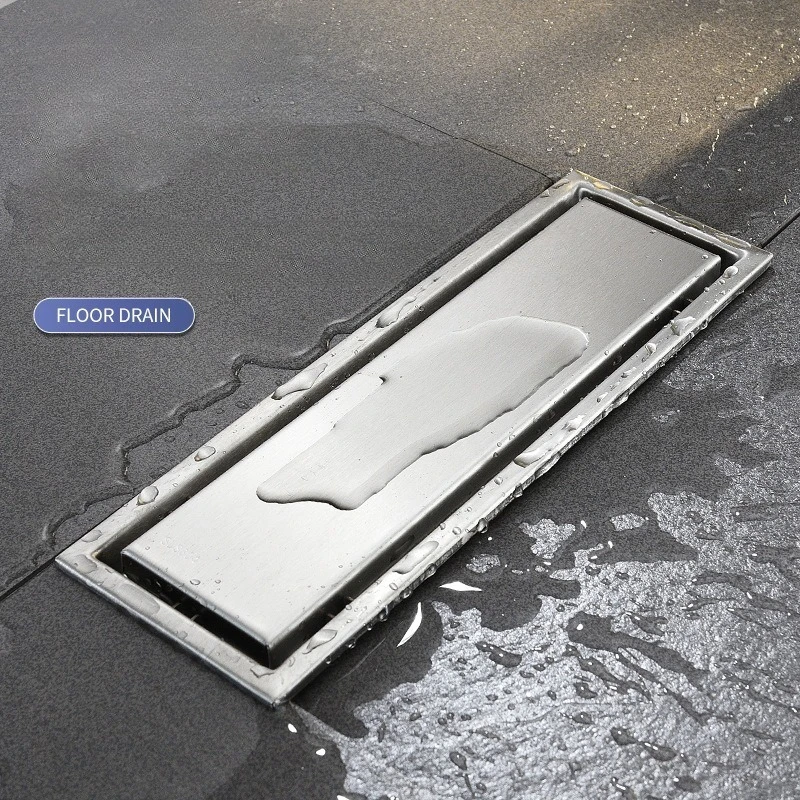 Bathroom shower floor drain gold rectangular 10cm concealed 304 stainless steel floor drain